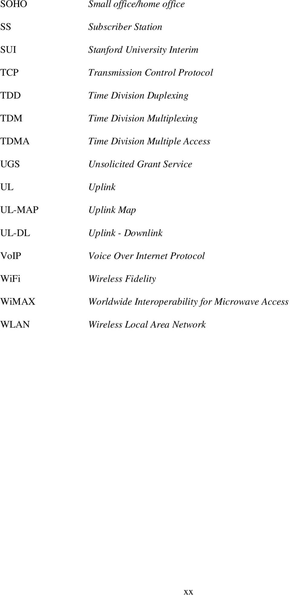 Multiplexing Time Division Multiple Access Unsolicited Grant Service Uplink Uplink Map Uplink - Downlink