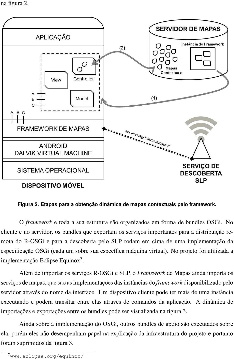 (cada um sobre sua específica máquina virtual). No projeto foi utilizada a implementação Eclipse Equinox 7.