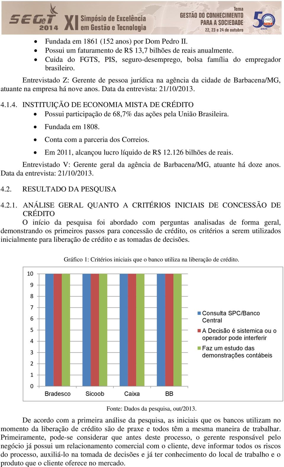 1.4. INSTITUIÇÃO DE ECONOMIA MISTA DE CRÉDITO Possui participação de 68,7% das ações pela União Brasileira. Fundada em 1808. Conta com a parceria dos Correios.