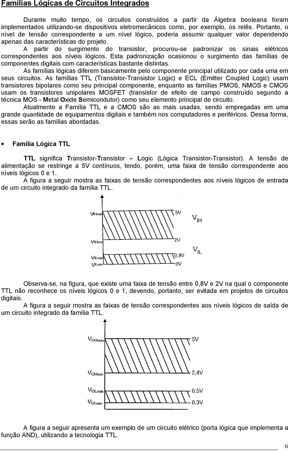 A partir do surgimento do transistor, procurou-se padronizar os sinais elétricos correspondentes aos níveis lógicos.