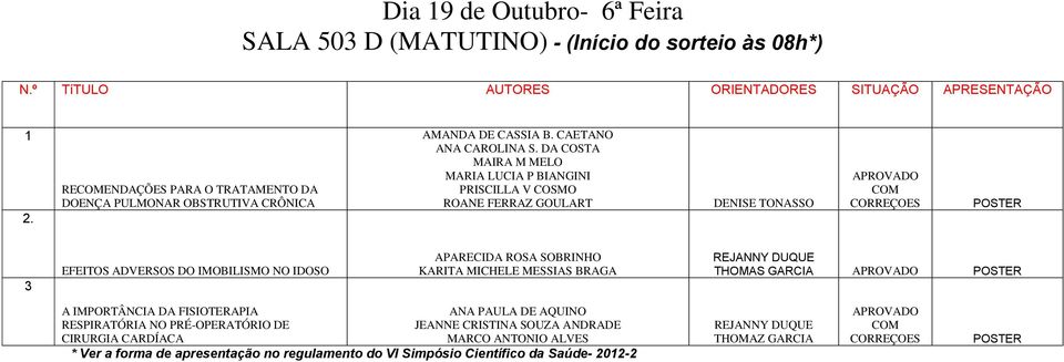 DA COSTA MAIRA M MELO MARIA LUCIA P BIANGINI PRISCILLA V COSMO ROANE FERRAZ GOULART DENISE TONASSO POSTER 3 EFEITOS ADVERSOS DO IMOBILISMO NO IDOSO