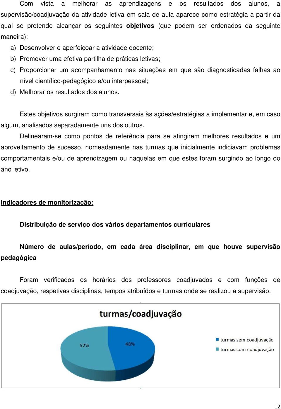 situações em que são diagnosticadas falhas ao nível científico-pedagógico e/ou interpessoal; d) Melhorar os resultados dos.