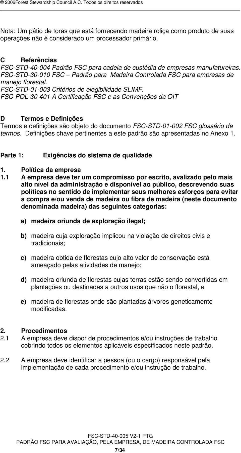 FSC-STD-01-003 Critérios de elegibilidade SLIMF.