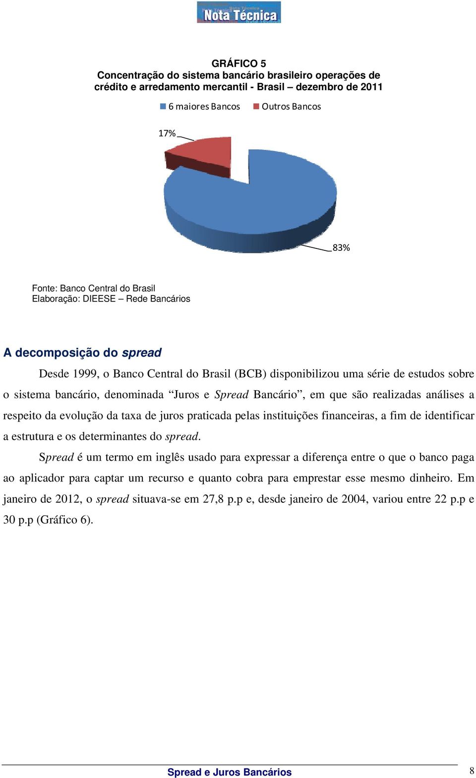 Bancário, em que são realizadas análises a respeito da evolução da taxa de juros praticada pelas instituições financeiras, a fim de identificar a estrutura e os determinantes do spread.