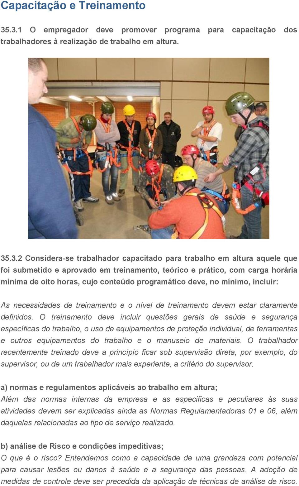 submetido e aprovado em treinamento, teórico e prático, com carga horária mínima de oito horas, cujo conteúdo programático deve, no mínimo, incluir: As necessidades de treinamento e o nível de