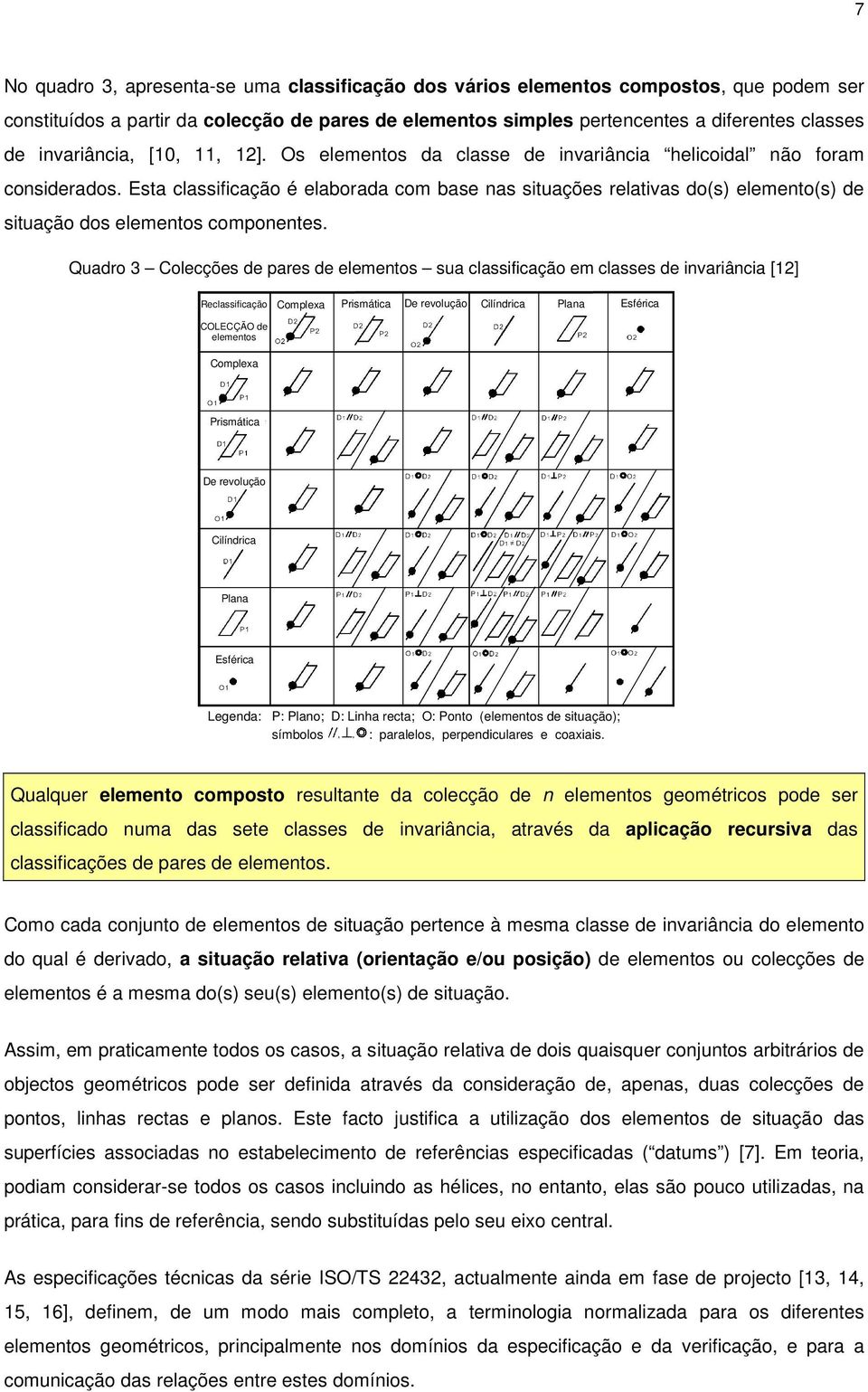 Esta classificação é elaborada com base nas situações relativas do(s) elemento(s) de situação dos elementos componentes.