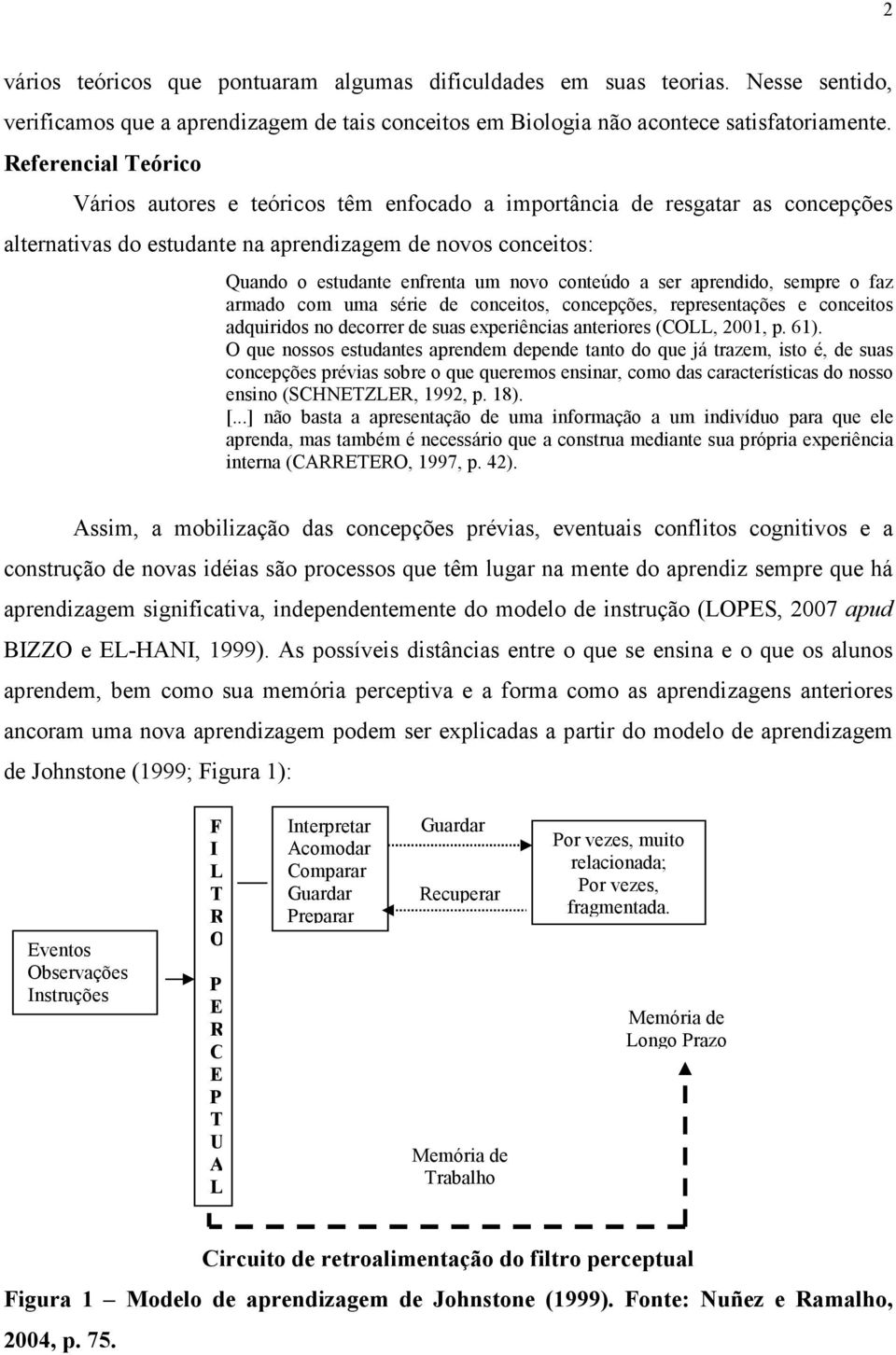 conteúdo a ser aprendido, sempre o faz armado com uma série de conceitos, concepções, representações e conceitos adquiridos no decorrer de suas experiências anteriores (COLL, 2001, p. 61).