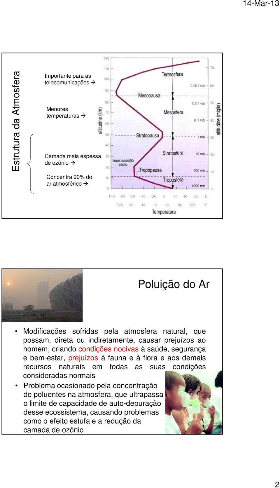 bem-estar, prejuízos à fauna e à flora e aos demais recursos naturais em todas as suas condições consideradas normais Problema ocasionado pela concentração de