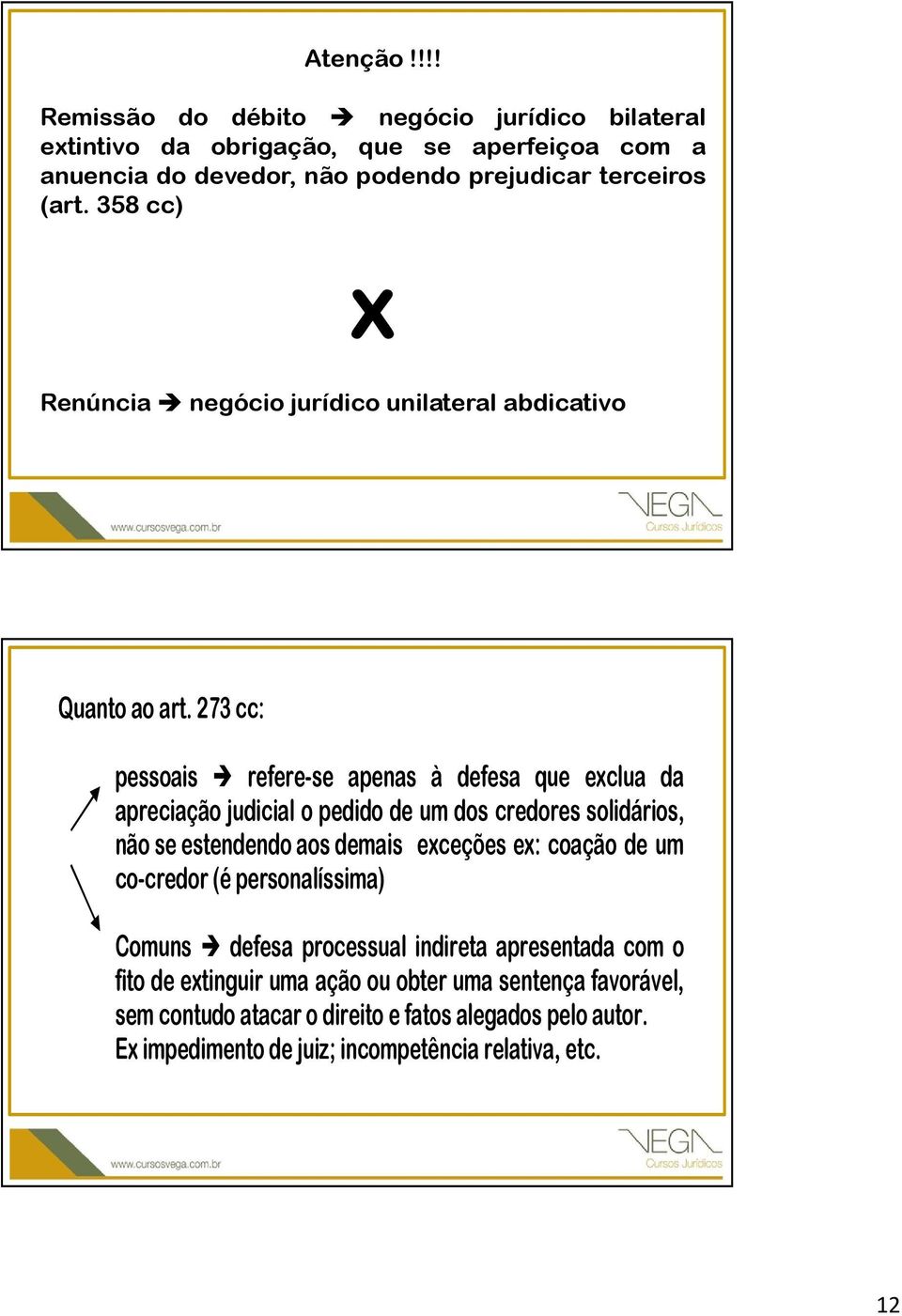 273 cc: pessoais refere-se apenas à defesa que exclua da apreciação judicial o pedido de um dos credores solidários, não se estendendo aos demais exceções ex: coação