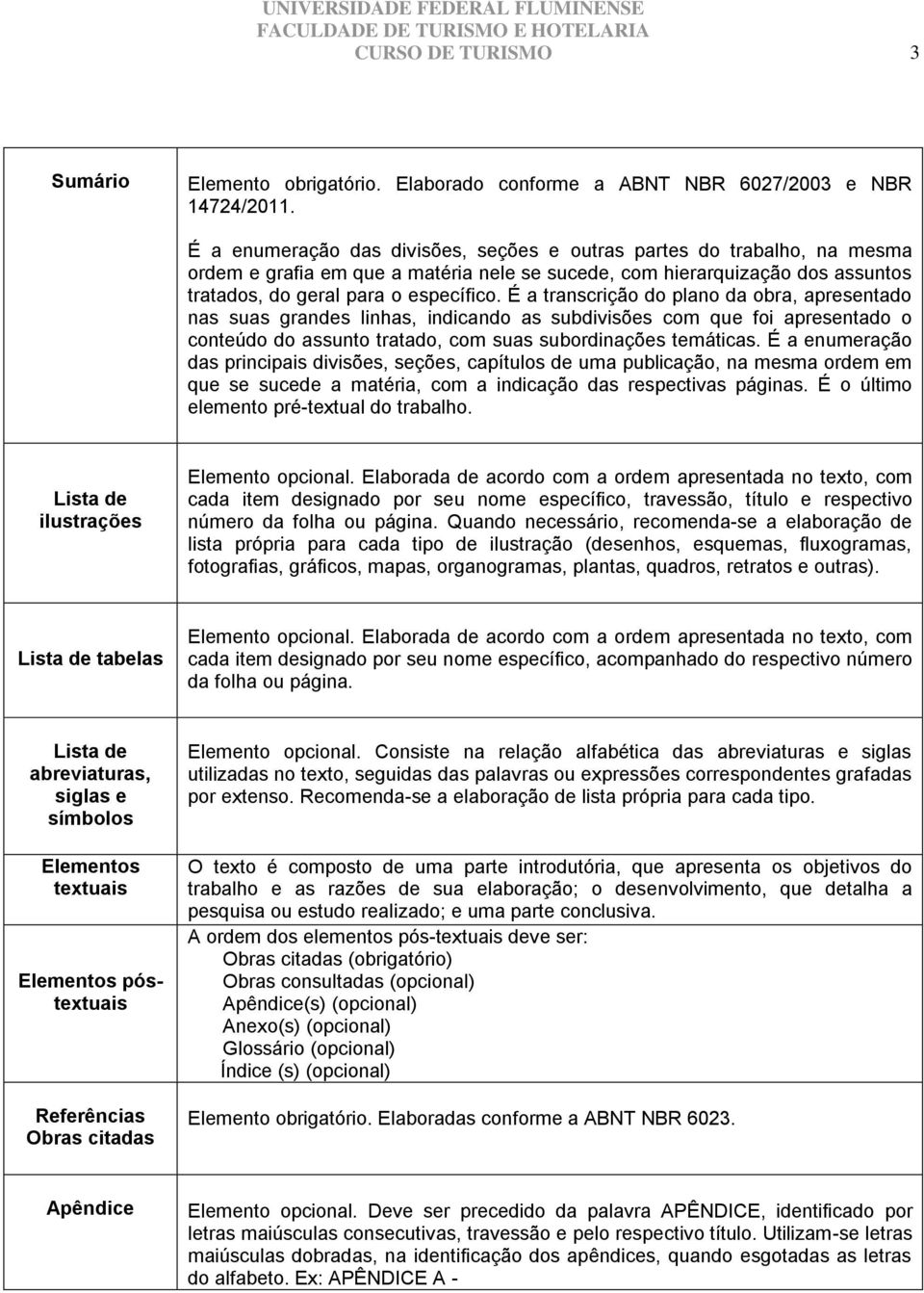 É a transcrição do plano da obra, apresentado nas suas grandes linhas, indicando as subdivisões com que foi apresentado o conteúdo do assunto tratado, com suas subordinações temáticas.