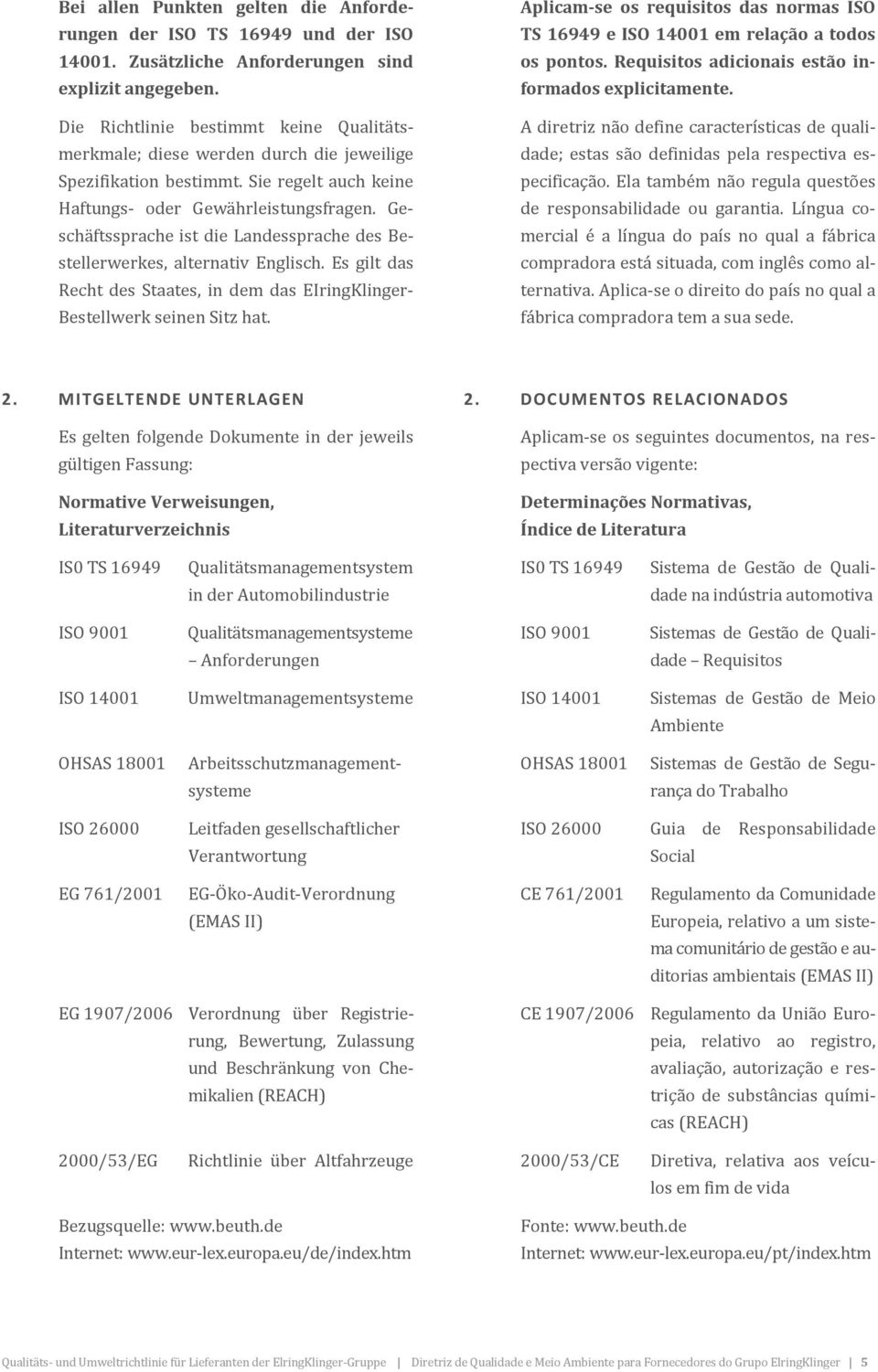 Geschäftssprache ist die Landessprache des Bestellerwerkes, alternativ Englisch. Es gilt das Recht des Staates, in dem das EIringKlinger- Bestellwerk seinen Sitz hat.