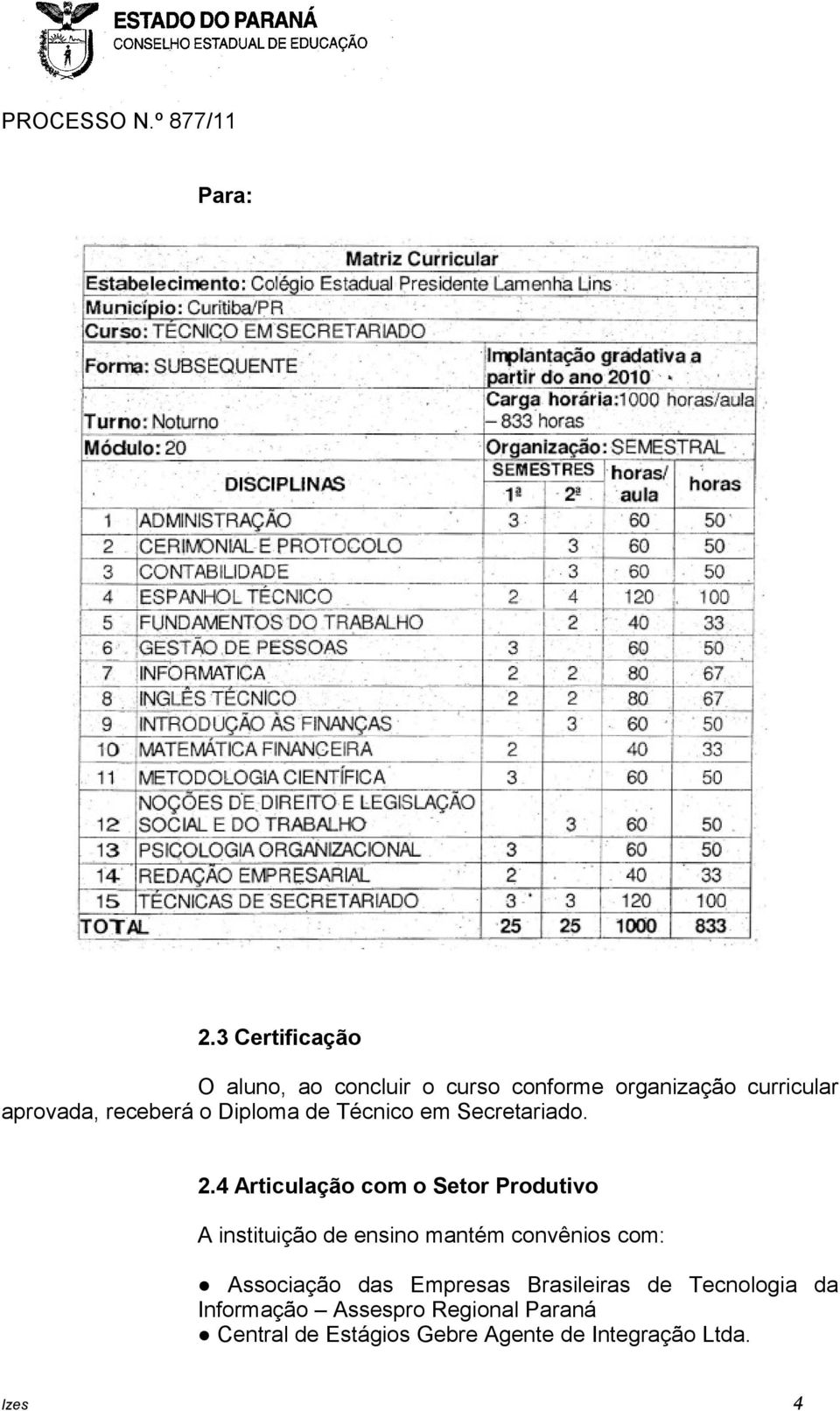 receberá o Diploma de Técnico em Secretariado. 2.