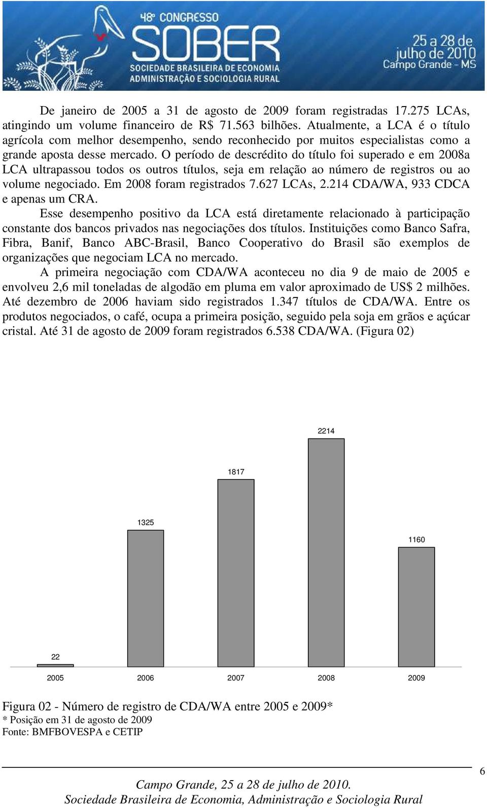 O período de descrédito do título foi superado e em 2008a LCA ultrapassou todos os outros títulos, seja em relação ao número de registros ou ao volume negociado. Em 2008 foram registrados 7.