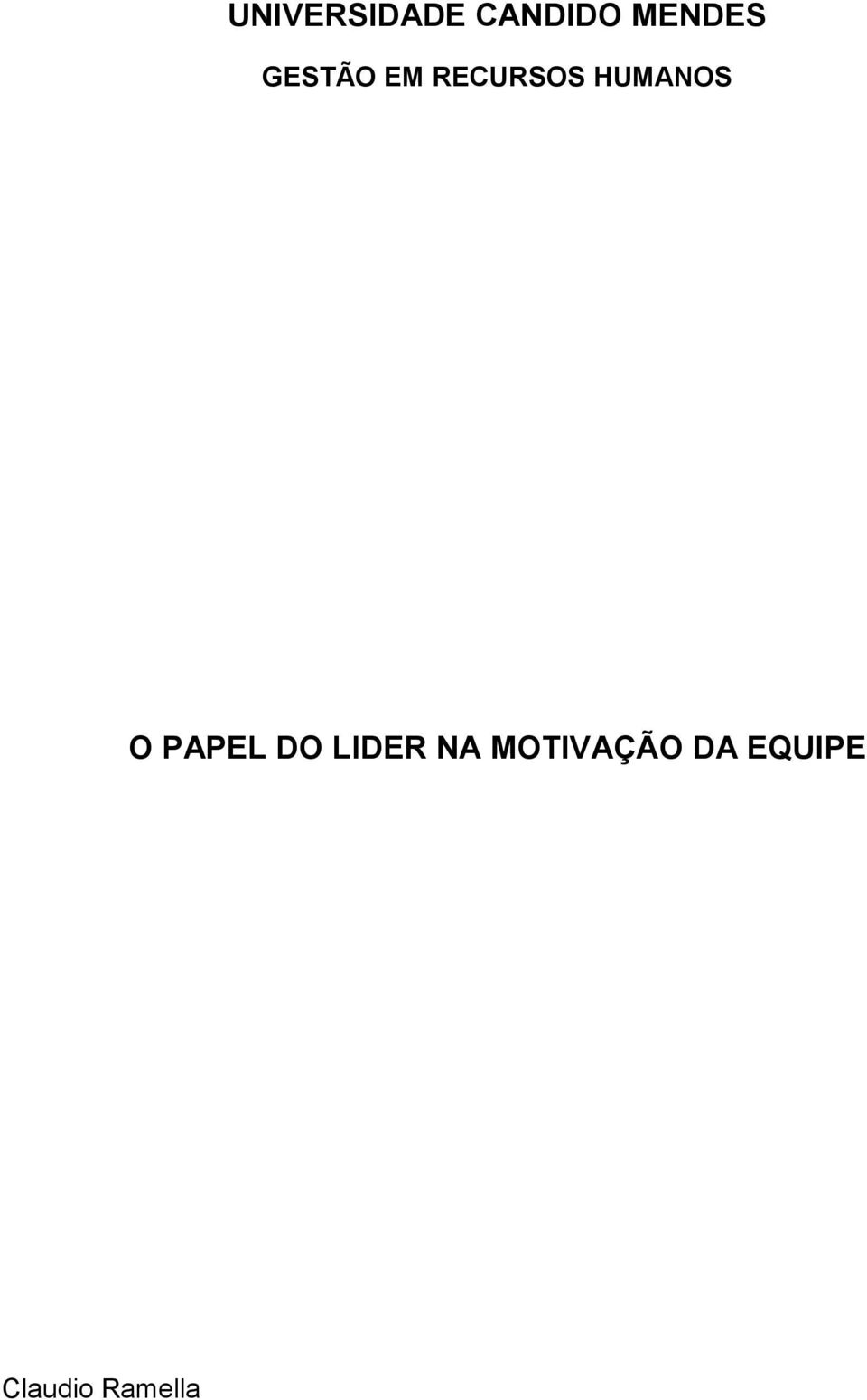 O PAPEL DO LIDER NA