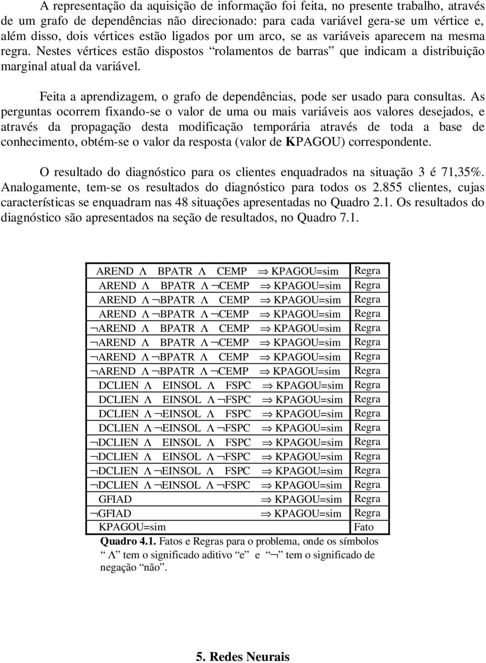 Feita a aprendizagem, o grafo de dependências, pode ser usado para consultas.