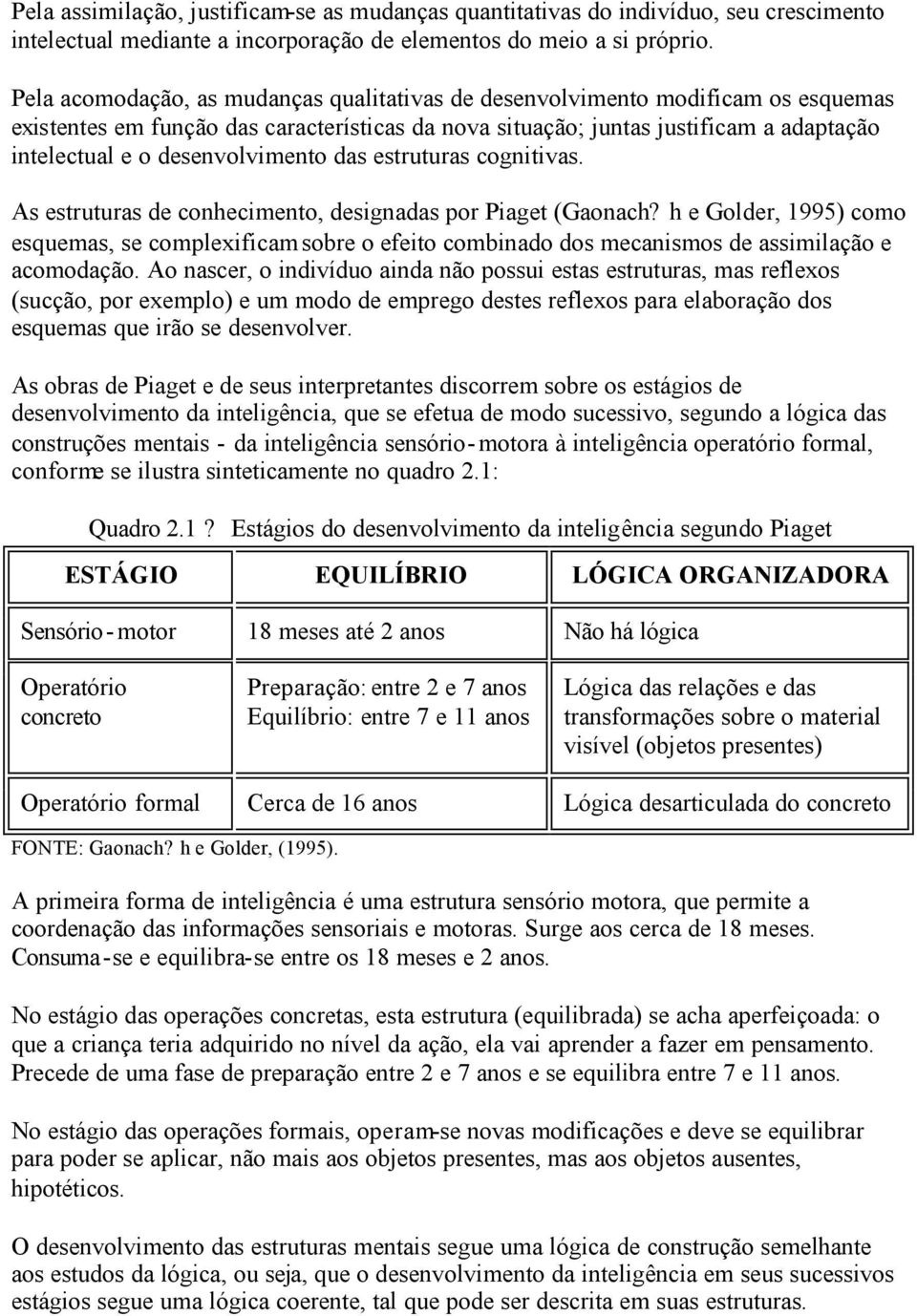 desenvolvimento das estruturas cognitivas. As estruturas de conhecimento, designadas por Piaget (Gaonach?