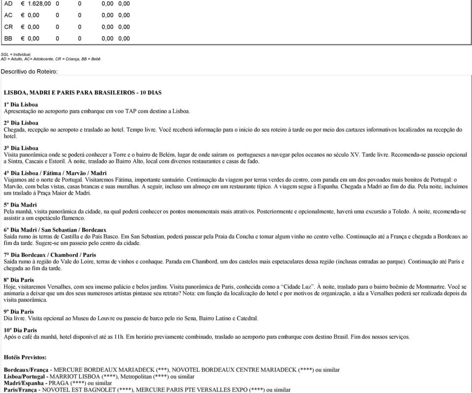 Você receberá informação para o início do seu roteiro à tarde ou por meio dos cartazes informativos localizados na recepção do hotel.