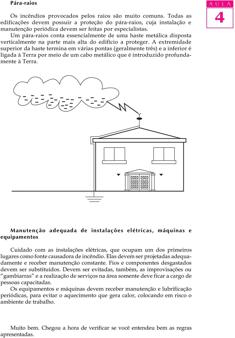 A extremidade superior da haste termina em várias pontas (geralmente três) e a inferior é ligada à Terra por meio de um cabo metálico que é introduzido profundamente à Terra.