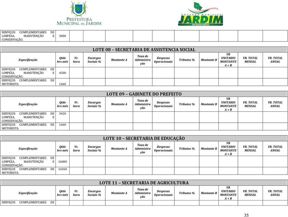 GABINETE DO PREFEITO Especifica 16000 14260 LOTE 10