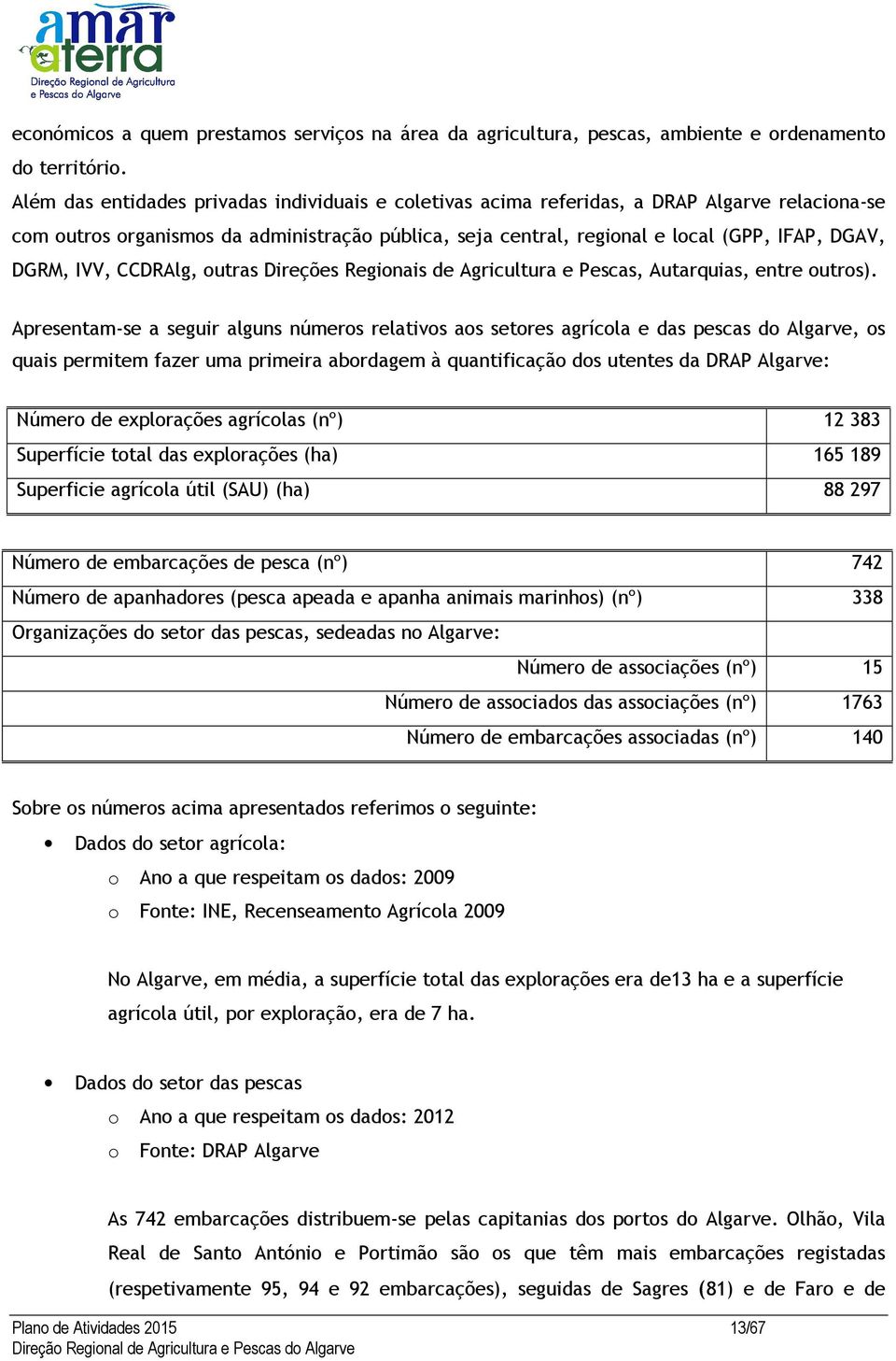 IVV, CCDRAlg, outras Direções Regionais de Agricultura e Pescas, Autarquias, entre outros).