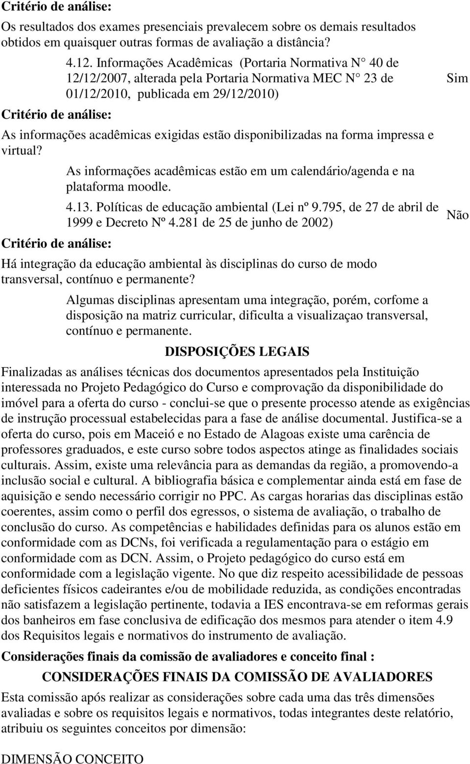 disponibilizadas na forma impressa e virtual? As informações acadêmicas estão em um calendário/agenda e na plataforma moodle. 4.13. Políticas de educação ambiental (Lei nº 9.