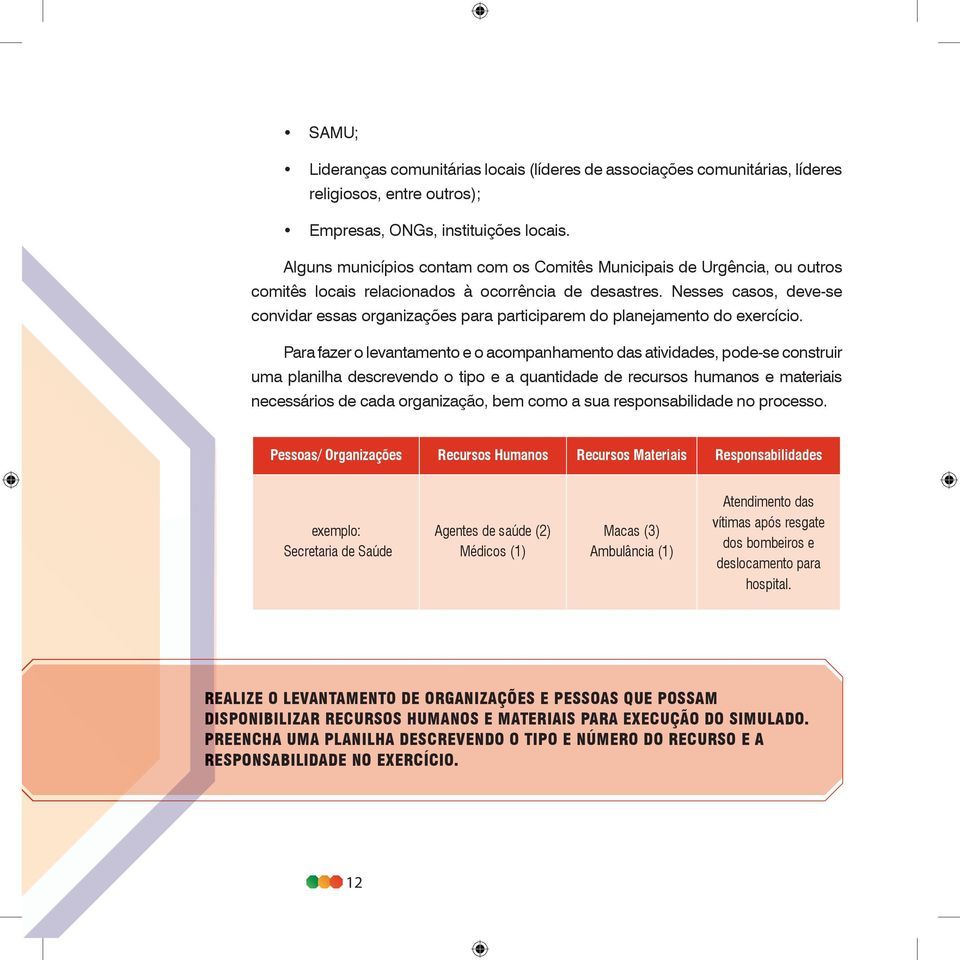 Nesses casos, deve-se convidar essas organizações para participarem do planejamento do exercício.