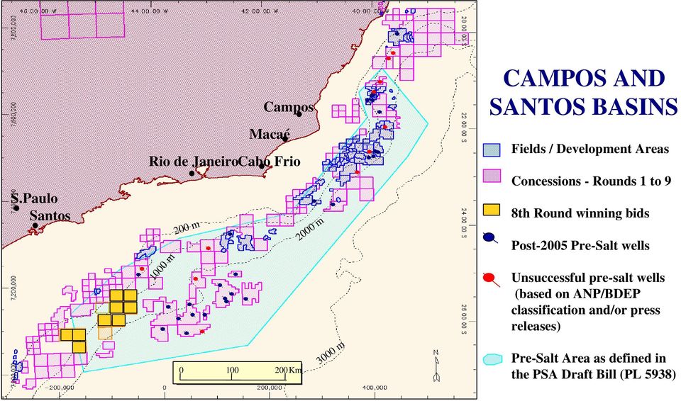 Round winning bids Post-2005 Pre-Salt wells Unsuccessful pre-salt wells (based on