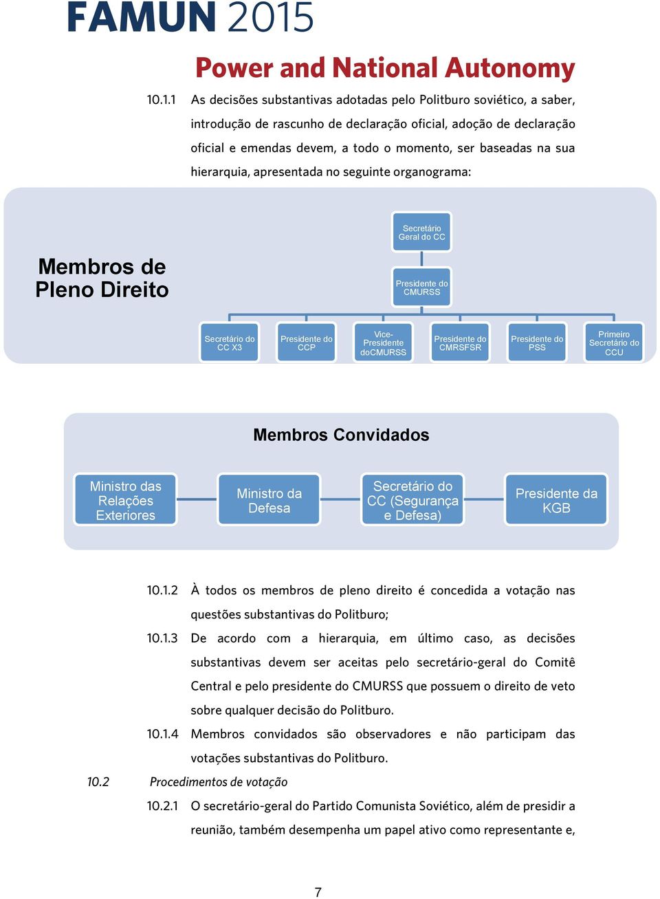 do CMRSFSR Presidente do PSS Primeiro Secretário do CCU Membros Convidados Ministro das Relações Exteriores Ministro da Defesa Secretário do CC (Segurança e Defesa) Presidente da KGB 10