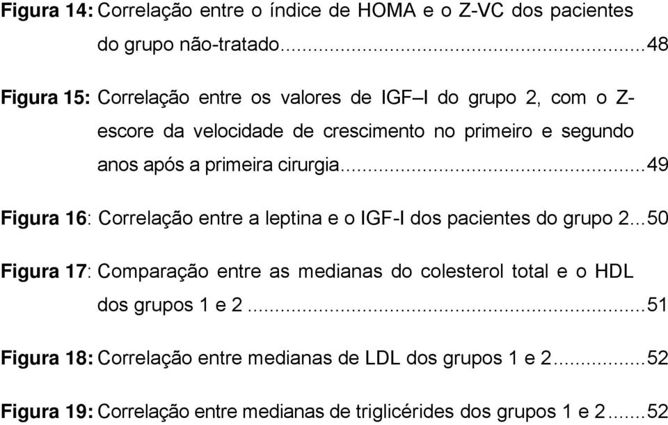 a primeira cirurgia...49 Figura 16: Correlação entre a leptina e o IGF-I dos pacientes do grupo 2.