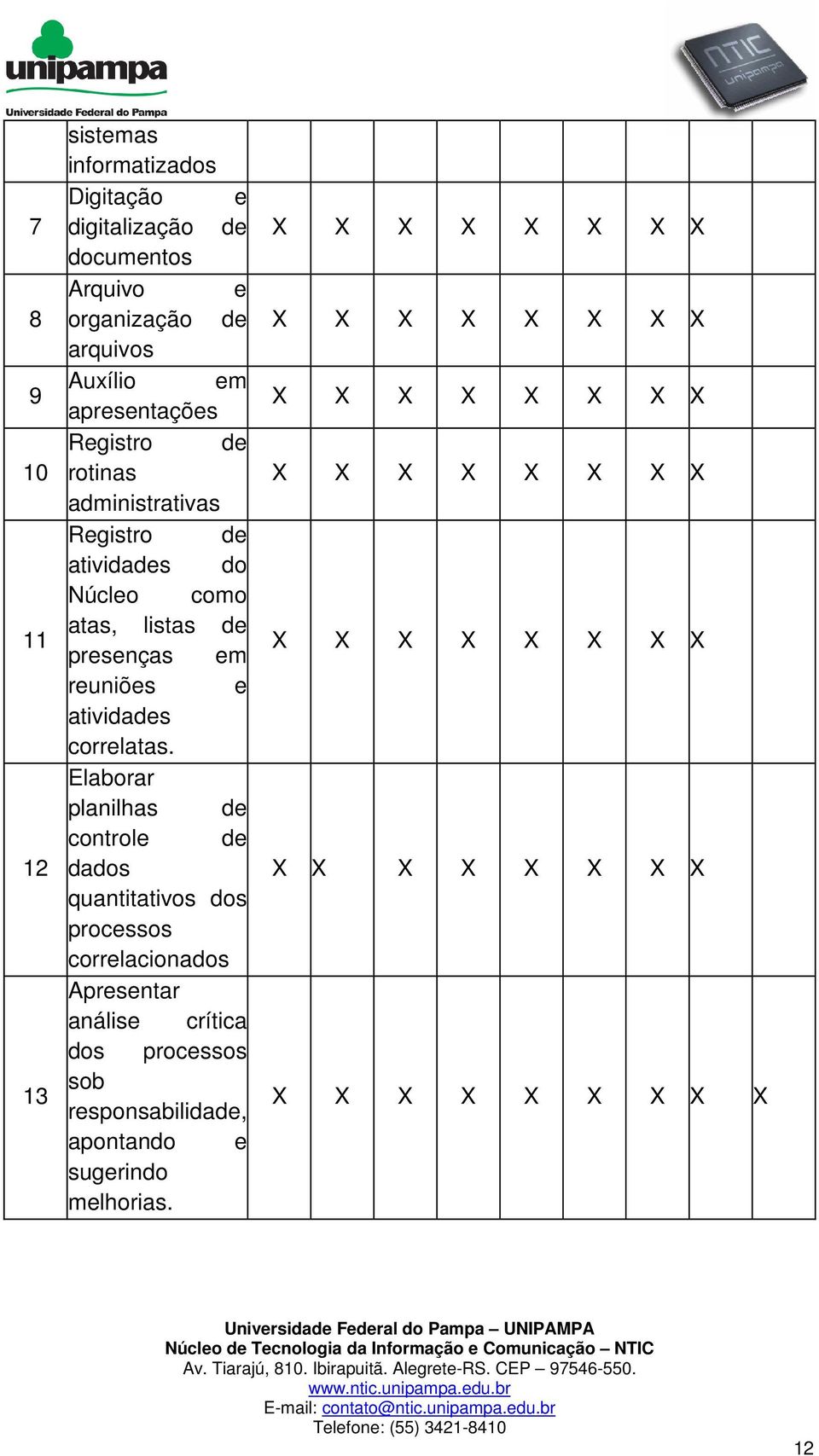 de presenças em reuniões e atividades correlatas.