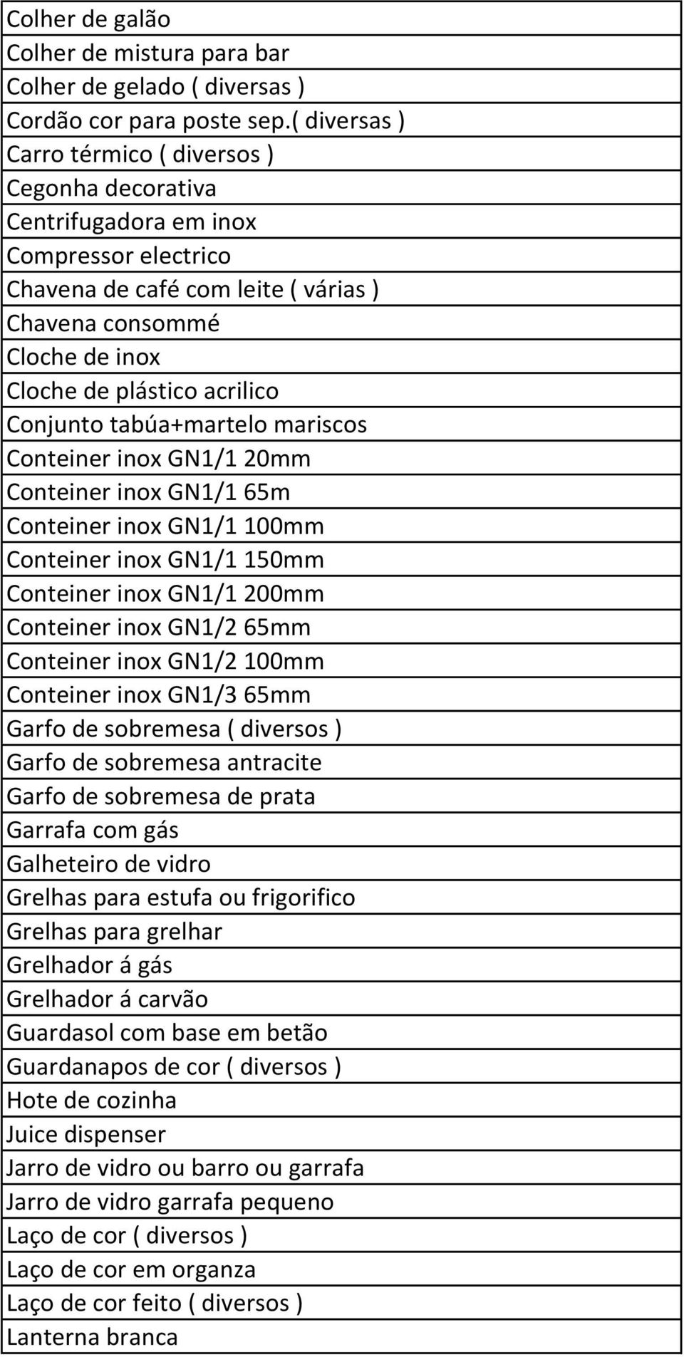 Conjunto tabúa+martelo mariscos Conteiner inox GN1/1 20mm Conteiner inox GN1/1 65m Conteiner inox GN1/1 100mm Conteiner inox GN1/1 150mm Conteiner inox GN1/1 200mm Conteiner inox GN1/2 65mm Conteiner