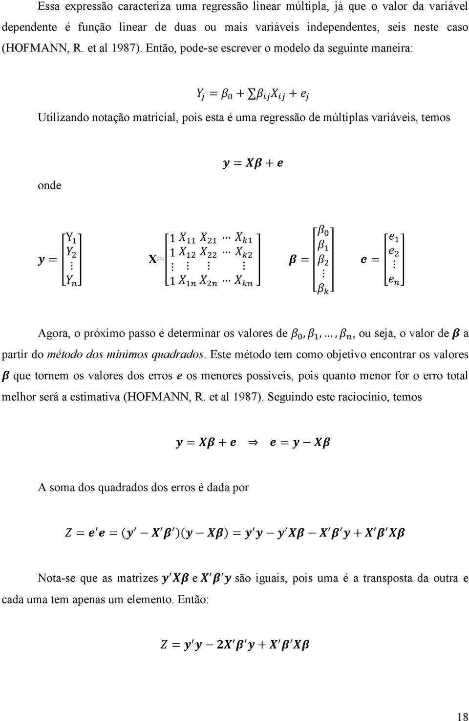 ou seja, o valor de a partir do método dos mínimos quadrados.