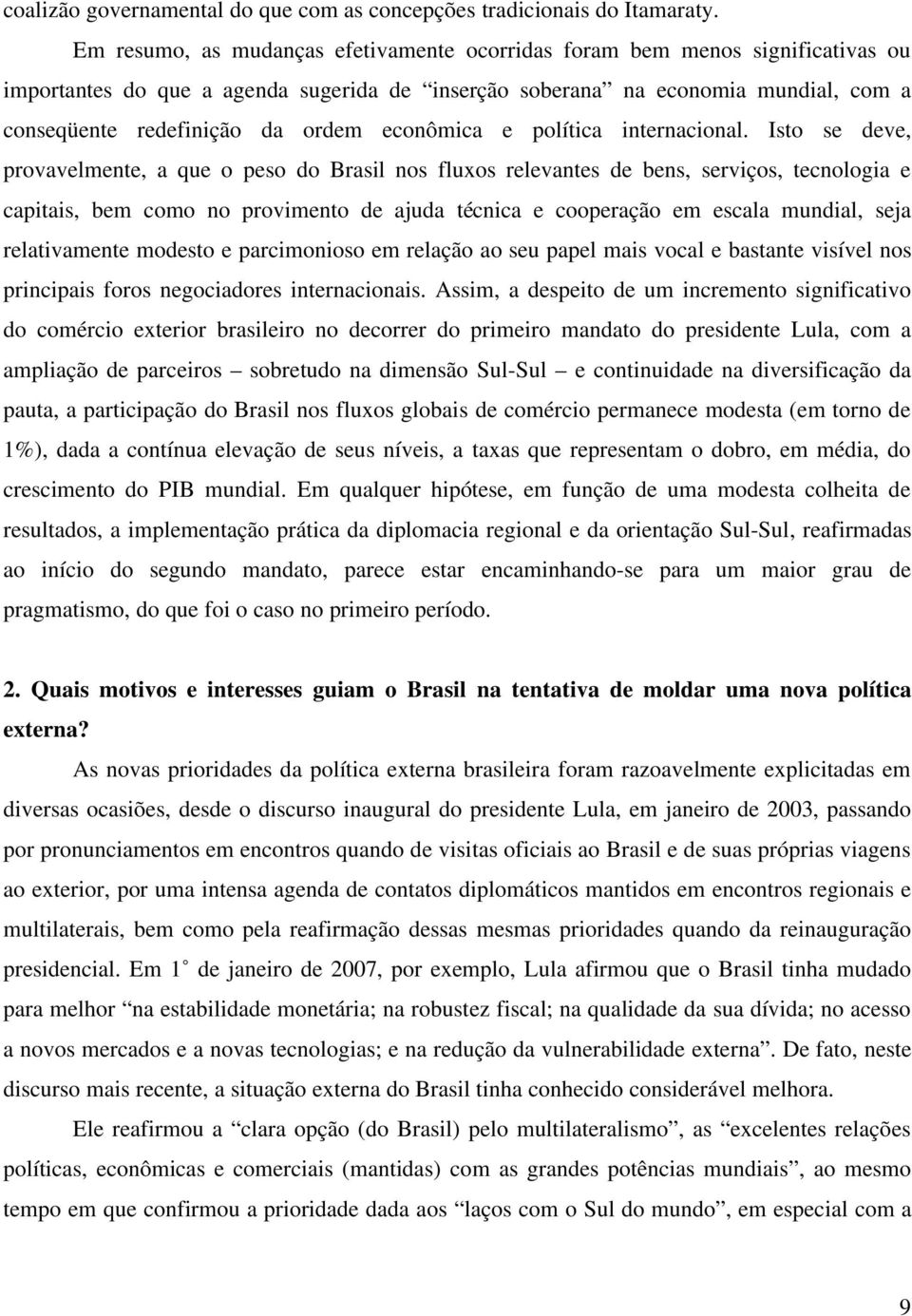 econômica e política internacional.