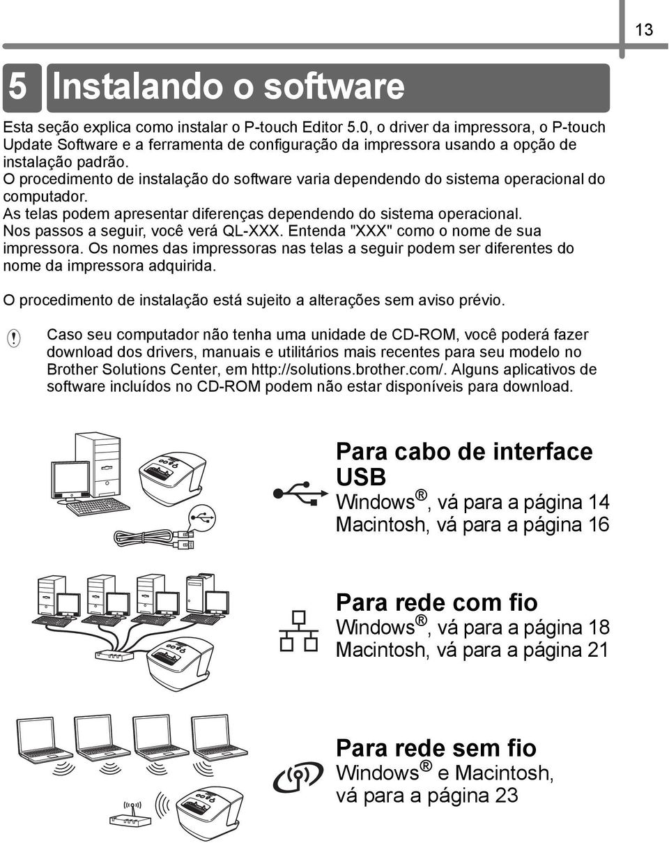 O procedimento de instalação do software varia dependendo do sistema operacional do computador. As telas podem apresentar diferenças dependendo do sistema operacional.