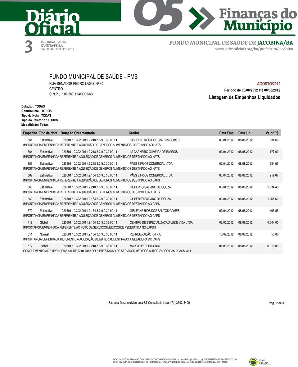 302.0011.2.248 3.3.9.0.30.00 14 PÃES E FRIOS COMERCIAL LTDA.