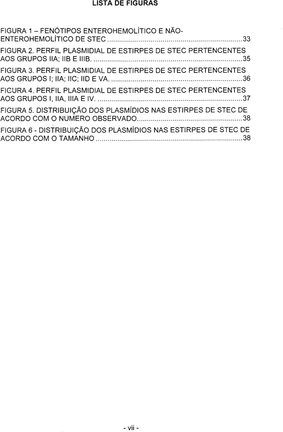 PERFIL PLASMIDIAL DE ESTIRPES DE STEC PERTENCENTES AOS GRUPOS I; IIA; IIC; IID E VA 36 FIGURA 4.