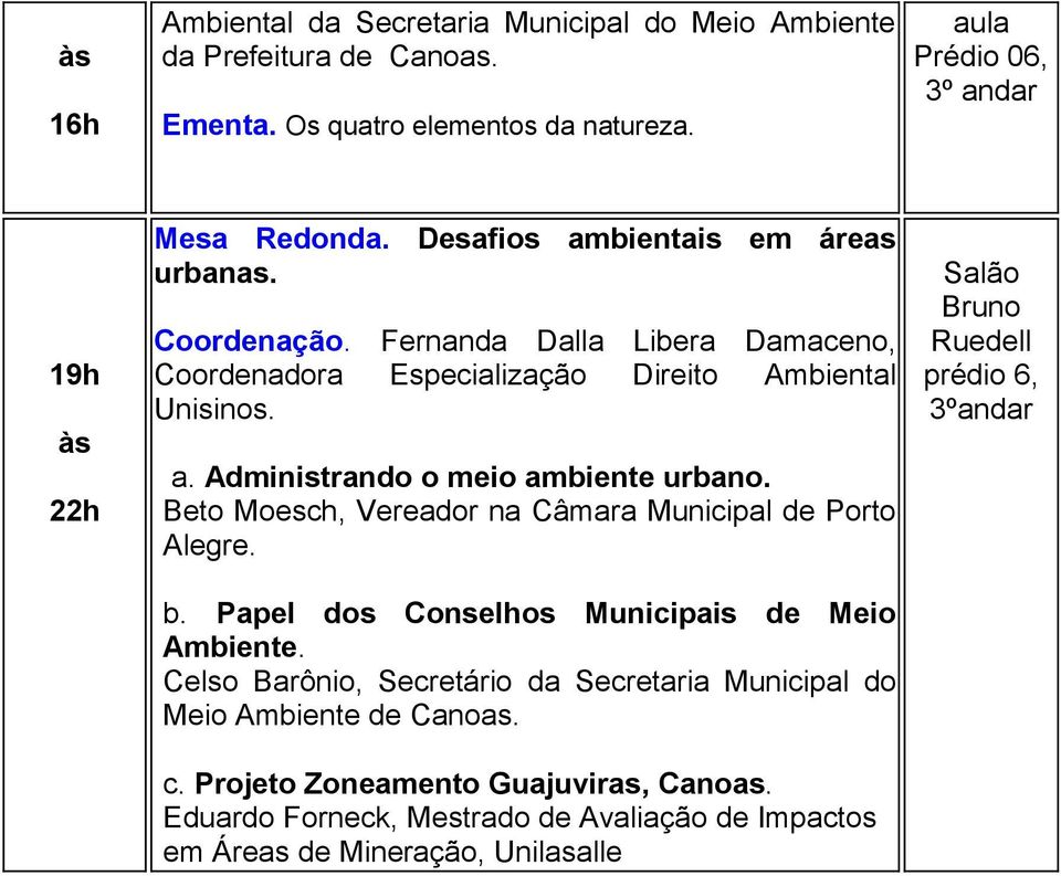 Beto Moesch, Vereador na Câmara Municipal de Porto Alegre. b. Papel dos Conselhos Municipais de Meio Ambiente.