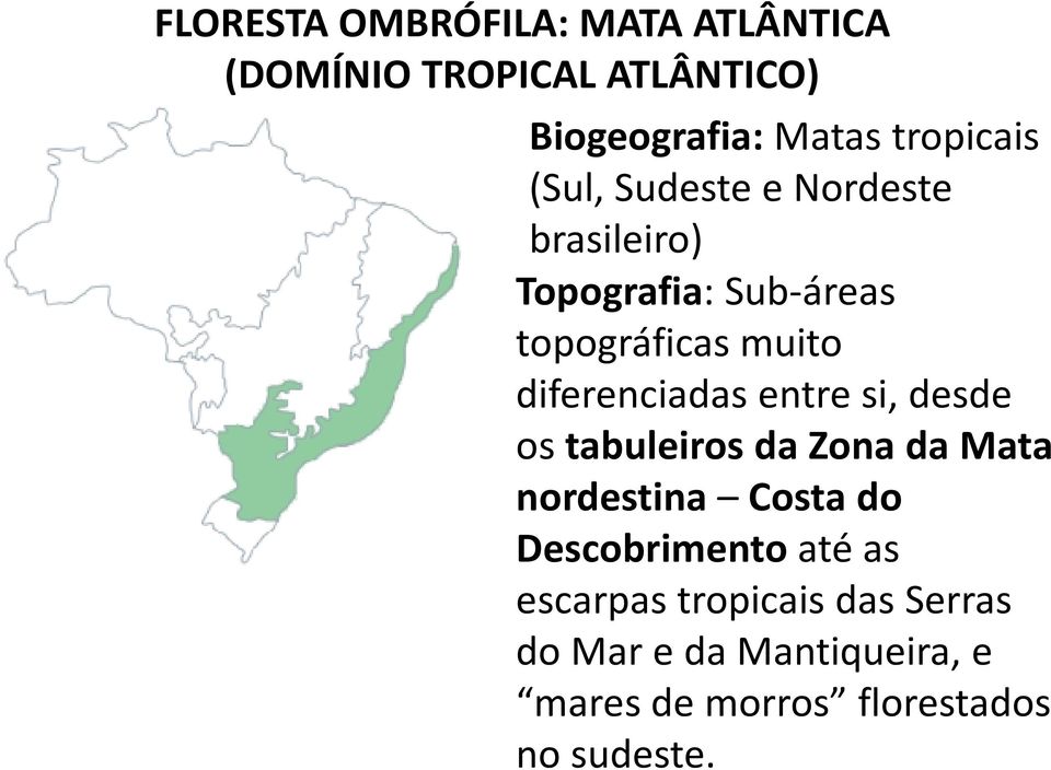 diferenciadas entre si, desde os tabuleiros da Zona da Mata nordestina Costa do