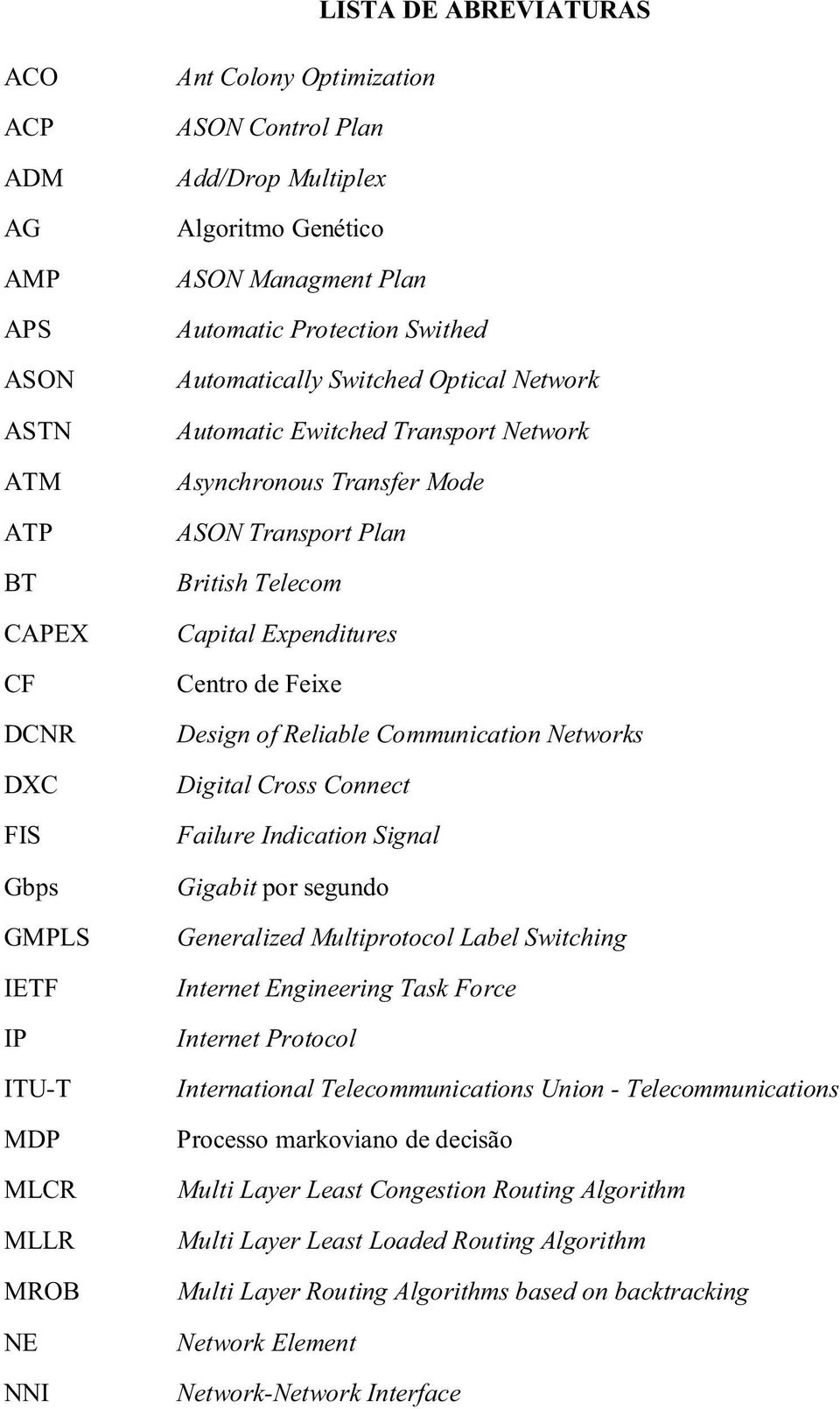 Plan British Telecom Capital Expenditures Centro de Feixe Design of Reliable Communication Networks Digital Cross Connect Failure Indication Signal Gigabit por segundo Generalized Multiprotocol Label