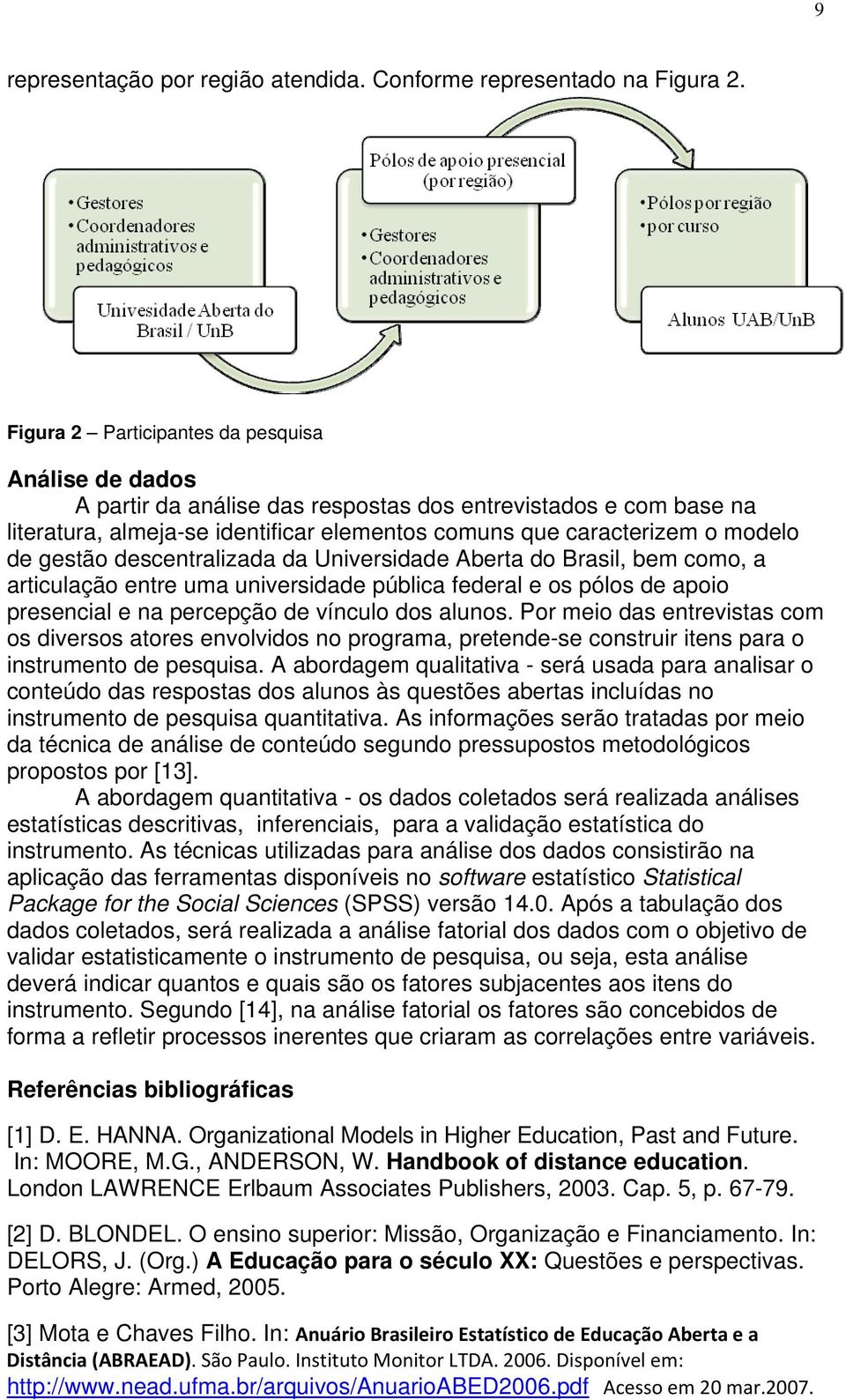 gestão descentralizada da Universidade Aberta do Brasil, bem como, a articulação entre uma universidade pública federal e os pólos de apoio presencial e na percepção de vínculo dos alunos.