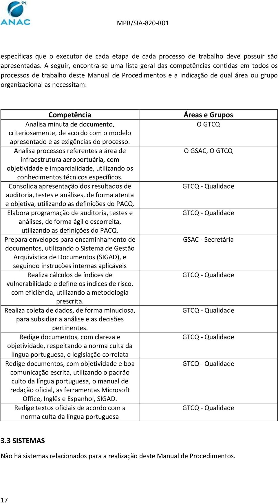 Competência Analisa minuta de documento, criteriosamente, de acordo com o modelo apresentado e as exigências do processo.