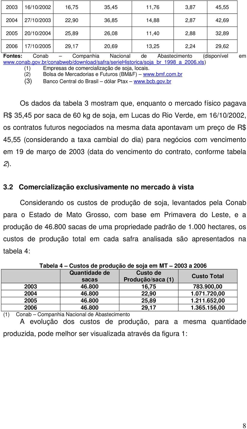 (2) Bolsa de Mercadorias e Futuros (BM&F) www.bmf.com.br (3) Banco Central do Brasil dólar Ptax www.bcb.gov.