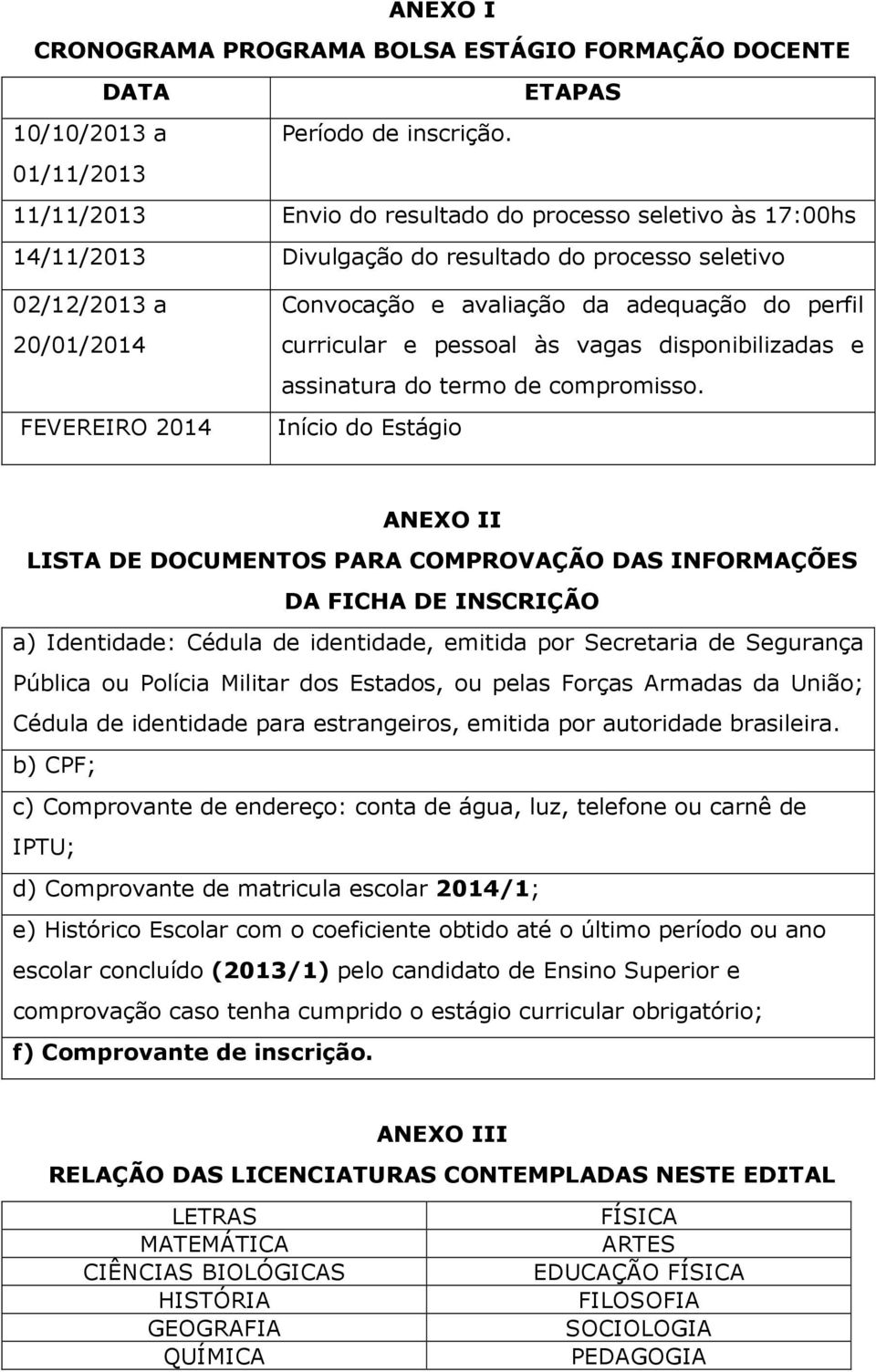 adequação do perfil curricular e pessoal às vagas disponibilizadas e assinatura do termo de compromisso.