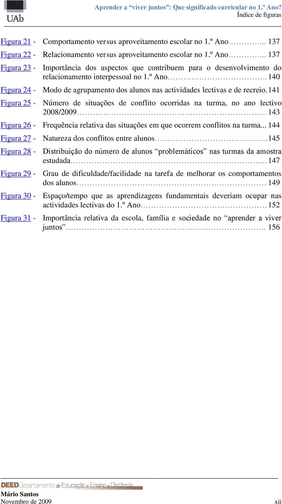 141 Figura 25 - Número de situações de conflito ocorridas na turma, no ano lectivo 2008/2009 143 Figura 26 - Frequência relativa das situações em que ocorrem conflitos na turma.