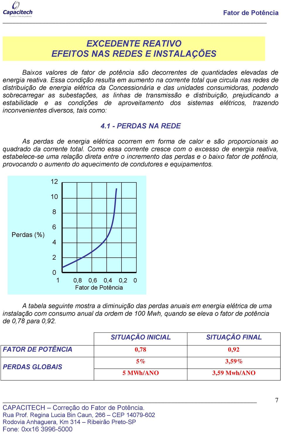 linhas de transmissão e distribuição, prejudicando a estabilidade e as condições de aproveitamento dos sistemas elétricos, trazendo inconvenientes diversos, tais como: 4.