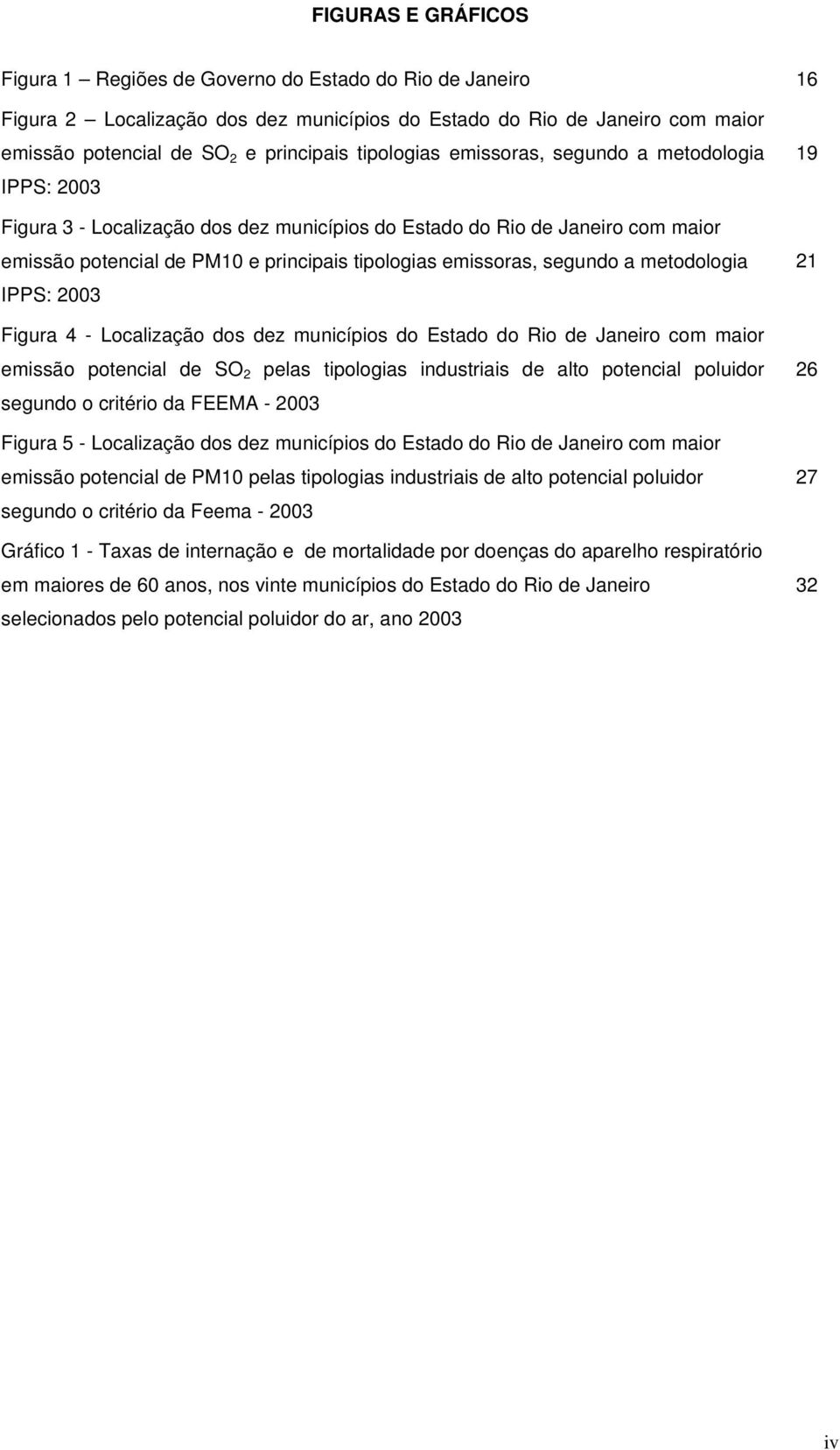 segundo a metodologia IPPS: 2003 Figura 4 - Localização dos dez municípios do Estado do Rio de Janeiro com maior emissão potencial de SO 2 pelas tipologias industriais de alto potencial poluidor