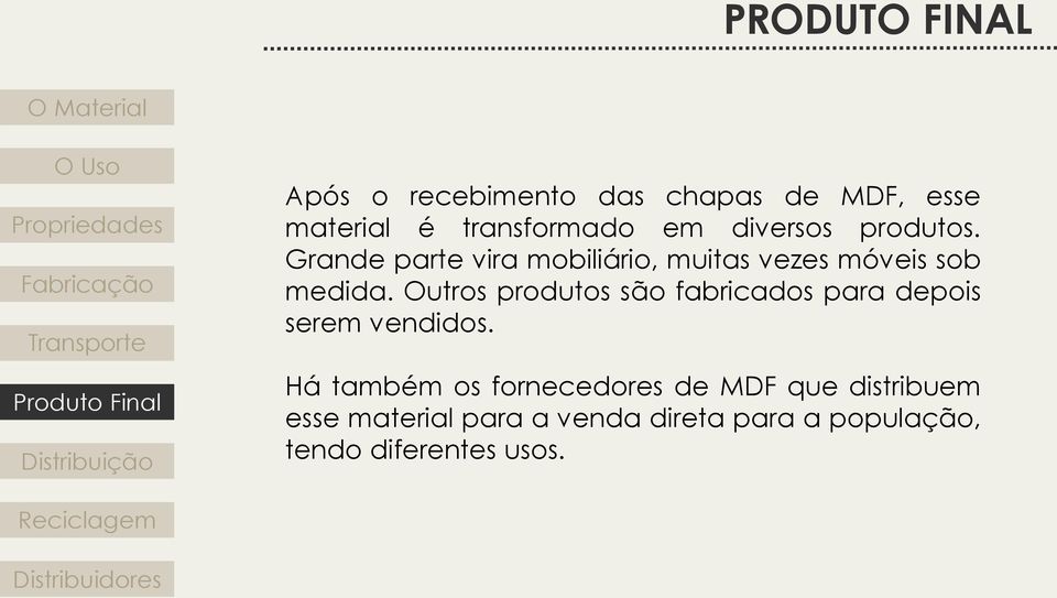 Outros produtos são fabricados para depois serem vendidos.