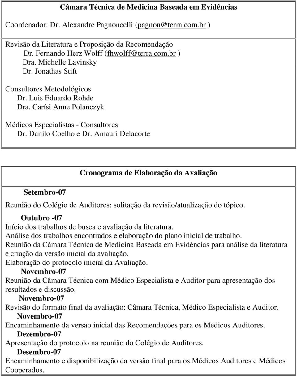 Carísi Anne Polanczyk Médicos Especialistas - Consultores Dr. Danilo Coelho e Dr.