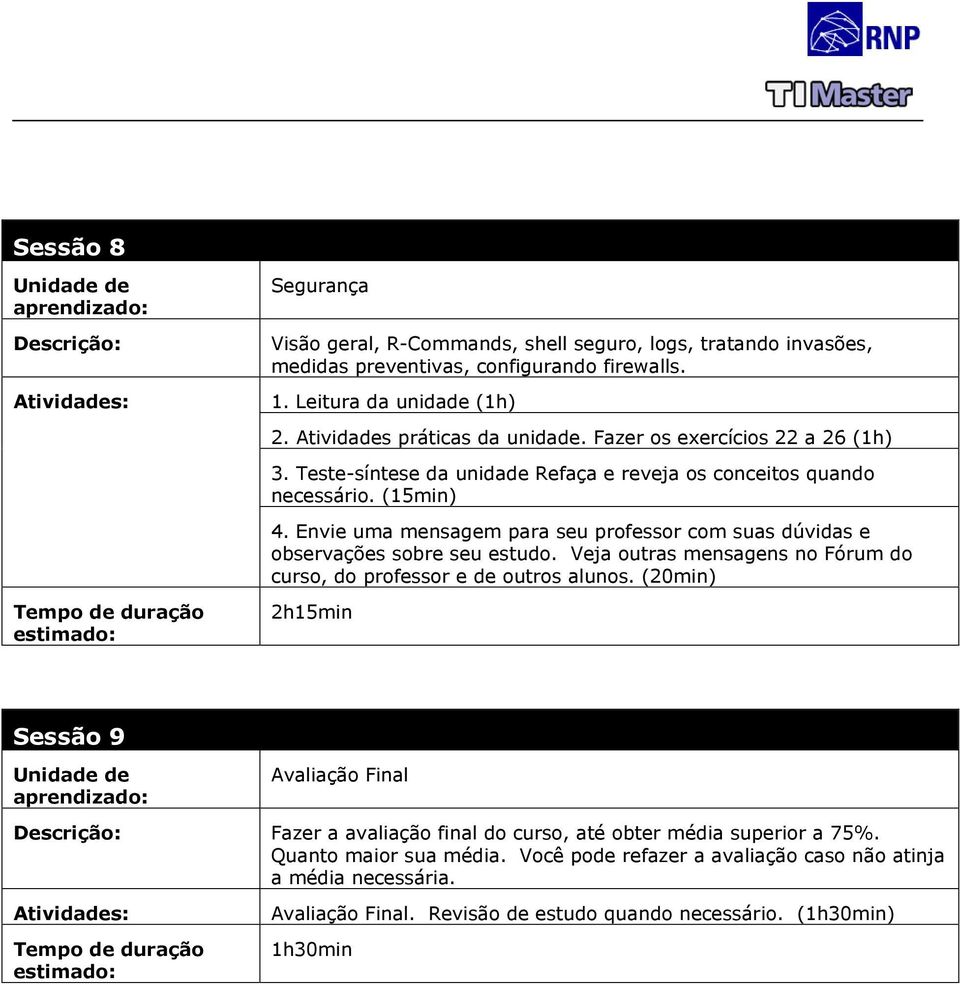 Teste-síntese da unidade Refaça e reveja os conceitos quando necessário.