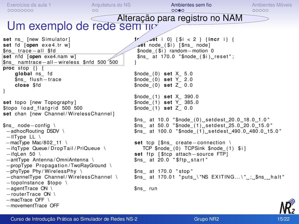 WirelessChannel ] $ns_ node config \ adhocrouting DSDV \ lltype LL \ mactype Mac/802_11 \ ifqtype Queue / DropTail / PriQueue \ ifqlen 50 \ anttype Antenna / OmniAntenna \ proptype Propagation /